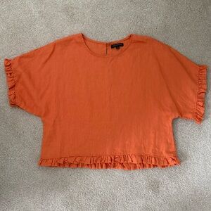 Orange Ruffle Hem Women's Top